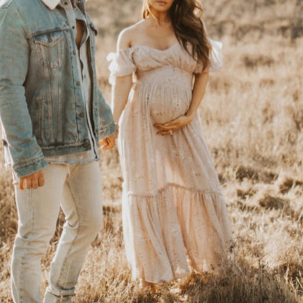 Pink flower maternity dress - Picture 1 of 4